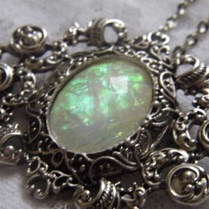 WHT Opal Rainbow Necklace Brooch Pendant Victorian